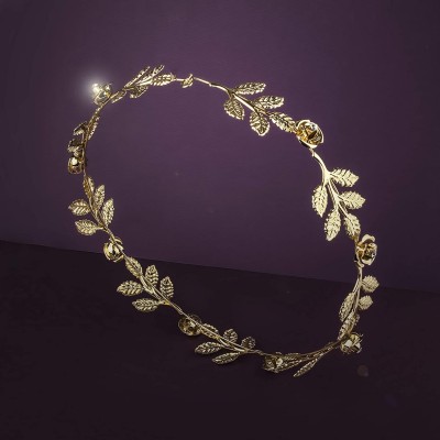 Headbands Rhinestone Leaf Leaves Metal Flower Crown - Gold - CU12N7ZJ4ED $10.07