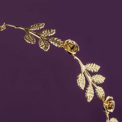Headbands Rhinestone Leaf Leaves Metal Flower Crown - Gold - CU12N7ZJ4ED $10.07