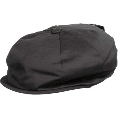 Newsboy Caps Men's Solid Full Shape 100% Cotton Twill Newsboy Driving Cap Bakerboy Cab Hat - Black - CC18YRZEWL8 $11.71
