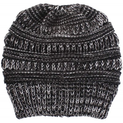 Skullies & Beanies Women's Winter Ribbed Knit Hat Ponytail Beanie Messy High Bun Cap - Tone Gray - CK18I04RYDR $9.85
