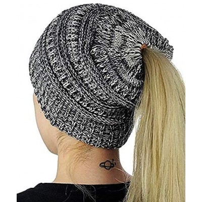 Skullies & Beanies Women's Winter Ribbed Knit Hat Ponytail Beanie Messy High Bun Cap - Tone Gray - CK18I04RYDR $9.85