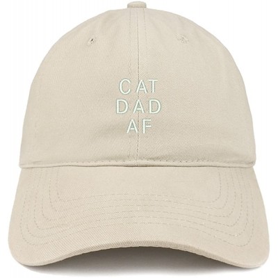 Baseball Caps Cat Dad AF Embroidered Soft Cotton Dad Hat - Stone - CU18G2D2W8D $21.00