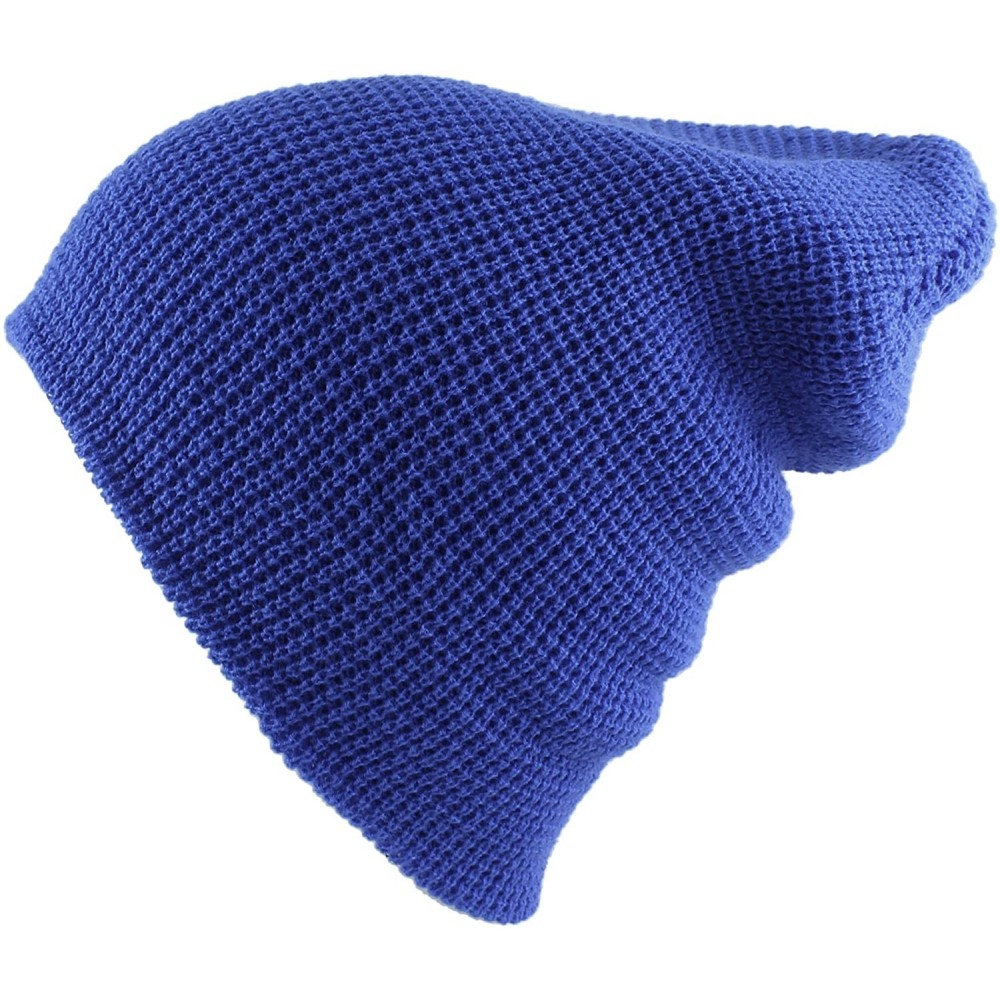 Skullies & Beanies Waffle Knit Soft Beanie Warm Winter Ski Skater Hip-hop Hat - Blue - CV11QGGWFE3 $10.00