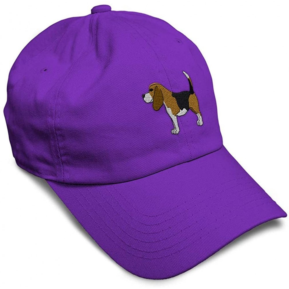 Baseball Caps Custom Soft Baseball Cap Beagle B Embroidery Dad Hats for Men & Women - Purple - C618SLT8Q62 $11.98