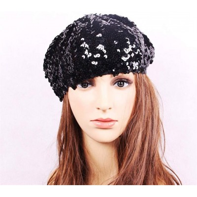 Berets Performance Dancing Vintage Headwear - Black - C018OZ447LH $8.07