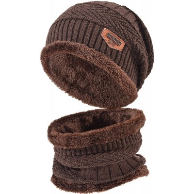 Skullies & Beanies Styles Oversized Winter Extremely Slouchy - Jb Brown Hat&scarf Set - CK18ZZKXQ46 $27.55