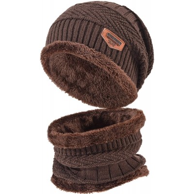 Skullies & Beanies Styles Oversized Winter Extremely Slouchy - Jb Brown Hat&scarf Set - CK18ZZKXQ46 $15.48