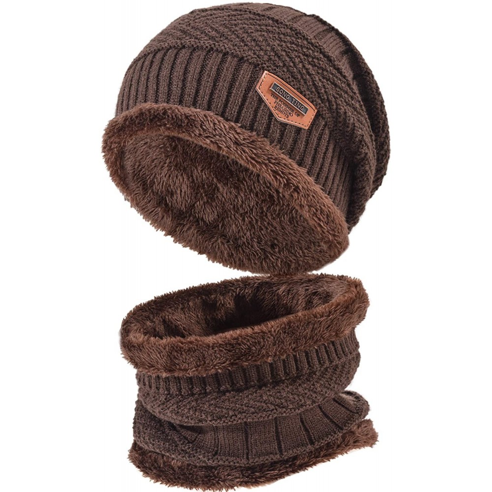 Skullies & Beanies Styles Oversized Winter Extremely Slouchy - Jb Brown Hat&scarf Set - CK18ZZKXQ46 $15.48