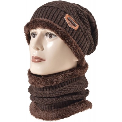 Skullies & Beanies Styles Oversized Winter Extremely Slouchy - Jb Brown Hat&scarf Set - CK18ZZKXQ46 $15.48