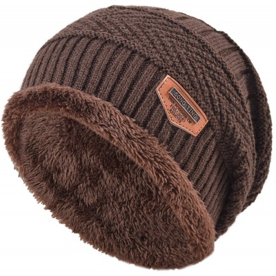 Skullies & Beanies Styles Oversized Winter Extremely Slouchy - Jb Brown Hat&scarf Set - CK18ZZKXQ46 $15.48