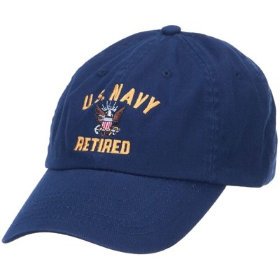 Baseball Caps US Navy Retired Military Embroidered Washed Cap - Navy - CL126E9CH5N $23.33