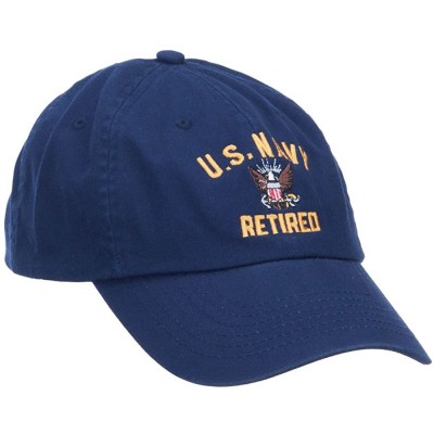 Baseball Caps US Navy Retired Military Embroidered Washed Cap - Navy - CL126E9CH5N $23.33