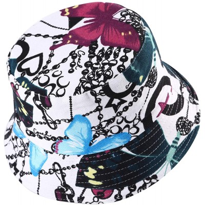 Bucket Hats Unisex Cute Unique Print Travel Bucket Hat Summer Fisherman Cap - Butterfly blue - CS18SUCQC68 $16.96