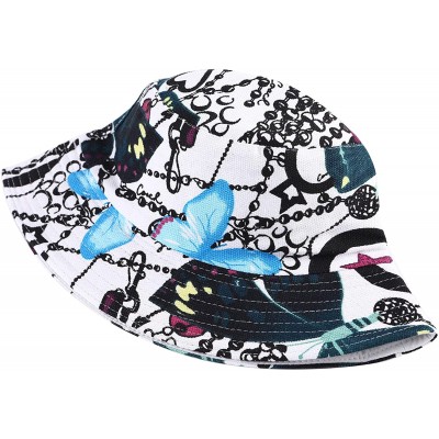 Bucket Hats Unisex Cute Unique Print Travel Bucket Hat Summer Fisherman Cap - Butterfly blue - CS18SUCQC68 $16.96