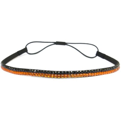 Headbands Two Row Rhinestone Elastic Stretch Headband Accessory - Black Orange - C811D0HN1T9 $11.75