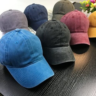 Baseball Caps Men's/Women's Adjustable Denim Fabric Baseball Caps Dog Paw Print Rescue Dad Hat - Natural - C318S3KQNML $15.29