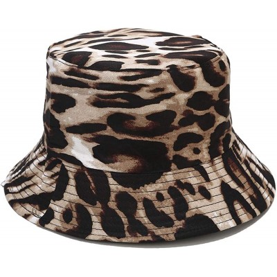 Bucket Hats Unisex Print Double-Side-Wear Reversible Bucket Hat - Leopard - CW196WGHRHM $11.96
