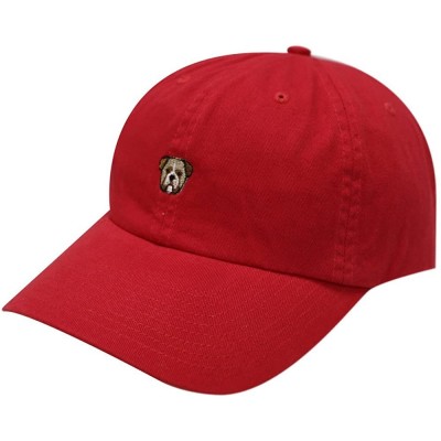 Baseball Caps Bulldog Small Embroidered Cotton Baseball Cap - Red - CV12H0D8TX1 $14.41