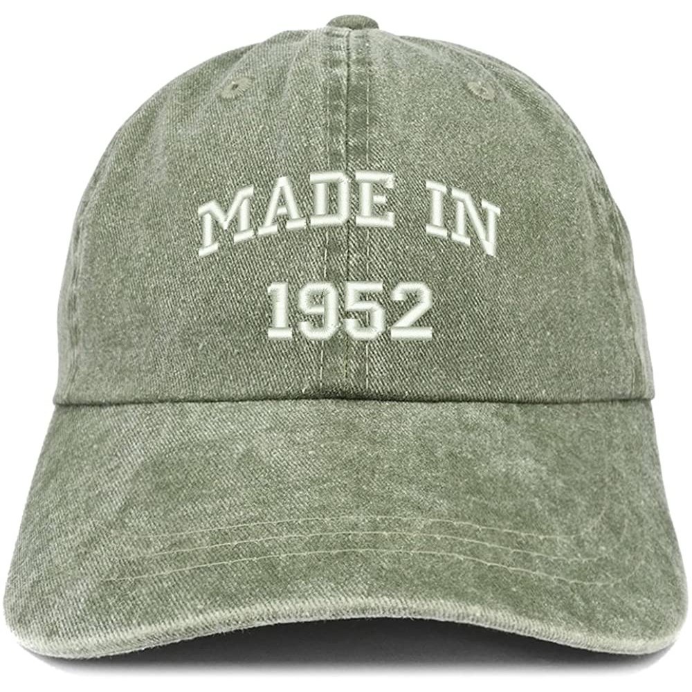 Baseball Caps Made in 1952 Text Embroidered 68th Birthday Washed Cap - Olive - CM18C7I9C52 $20.99