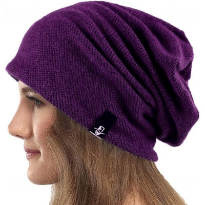 Skullies & Beanies Women's Slouchy Beanie Skull Cap Knitted Beret Warm Winter Hat - Purple1 - CK186GHR2N6 $12.21