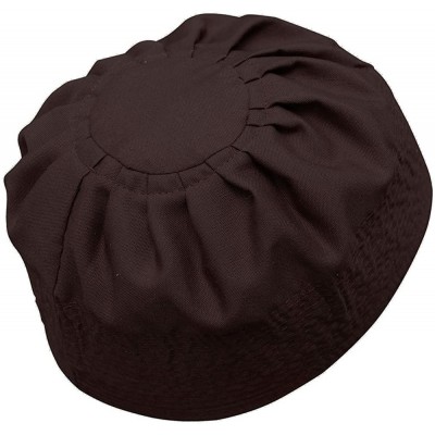 Skullies & Beanies White Cotton Pleated Top 3.5in Tall Fabric Kufi Prayer Cap Beanie - Dark Brown - C412O742A4T $16.58