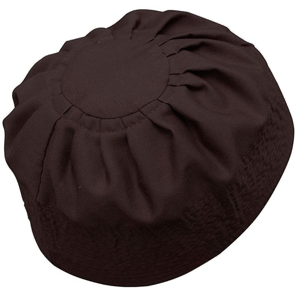 Skullies & Beanies White Cotton Pleated Top 3.5in Tall Fabric Kufi Prayer Cap Beanie - Dark Brown - C412O742A4T $16.58