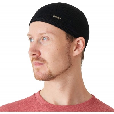 Skullies & Beanies Casualbox - Mens 100% Silk Skull Cap Beanie Hat Kufi Summer Snug Tight - Black - CB12LUHBUVL $33.28