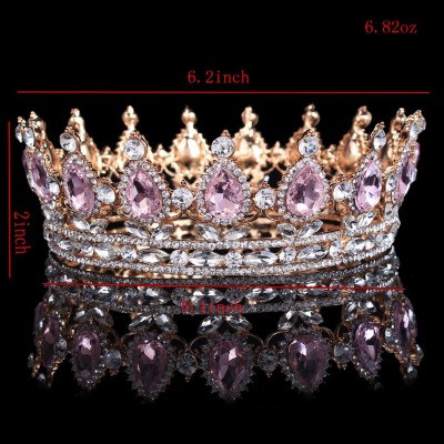 Headbands Elegant Crystal Bridal Princess Crown Classic Gold Queen Tiaras-gold champage - gold champage - C318WU46A3S $23.51