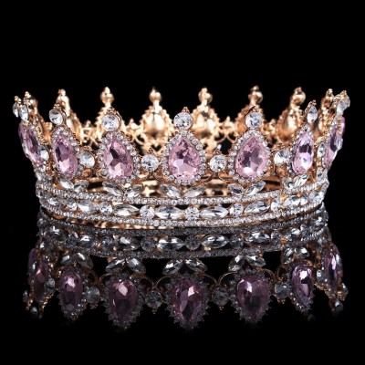 Headbands Elegant Crystal Bridal Princess Crown Classic Gold Queen Tiaras-gold champage - gold champage - C318WU46A3S $23.51