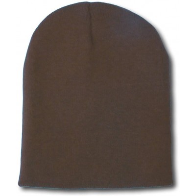 Skullies & Beanies Blank Short Beanie Cap - Brown - CA112I1RGPN $7.05