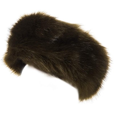 Cold Weather Headbands Cozy Warm Hair Band Earmuff Cap Faux Fox Fur Headband with Stretch for Women - B1-army Green - CZ18HY7...