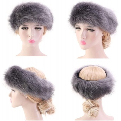 Cold Weather Headbands Cozy Warm Hair Band Earmuff Cap Faux Fox Fur Headband with Stretch for Women - B1-army Green - CZ18HY7...