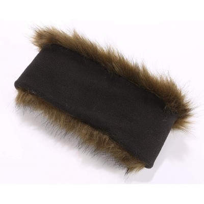 Cold Weather Headbands Cozy Warm Hair Band Earmuff Cap Faux Fox Fur Headband with Stretch for Women - B1-army Green - CZ18HY7...