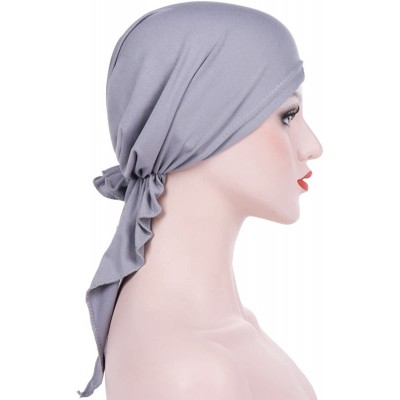Skullies & Beanies Summer Chemo Scarf Lightweight Silky Beanie Ruffle Cap Cancer Headwear for Womens - Grey - CX18GNA4T44 $8.14