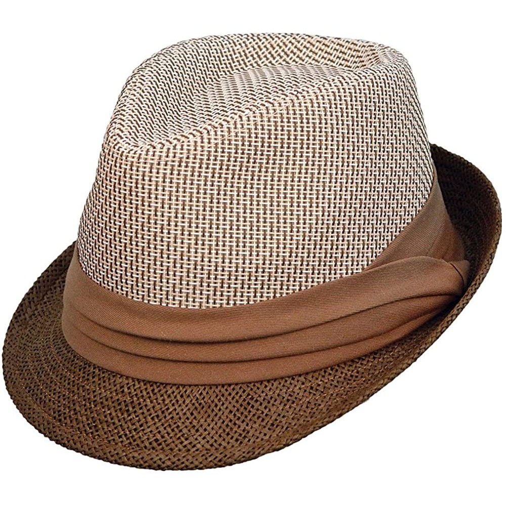 Fedoras Cortado - Deadwood Trading - Stingy Brim Toyo Straw Fedora - Espresso/Cream - C118DIWOWG2 $18.27