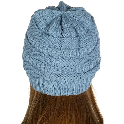 Skullies & Beanies Beanie for Women - Knit Beanie hat for Women- Solid Soft Warm Cable Winter Skull Cap- Leopard- Check Cuff ...
