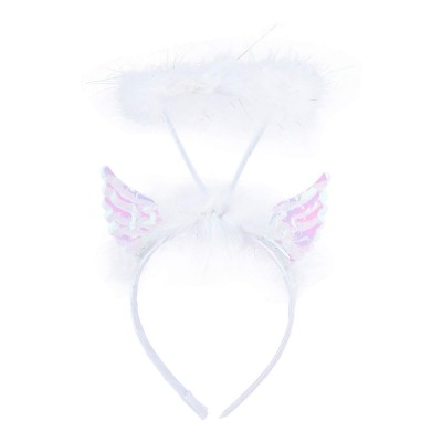 Headbands Halloween White Angel Wings Furry Feather Halo Cosplay Party Costume Headband - C318IHL3CGS $12.65