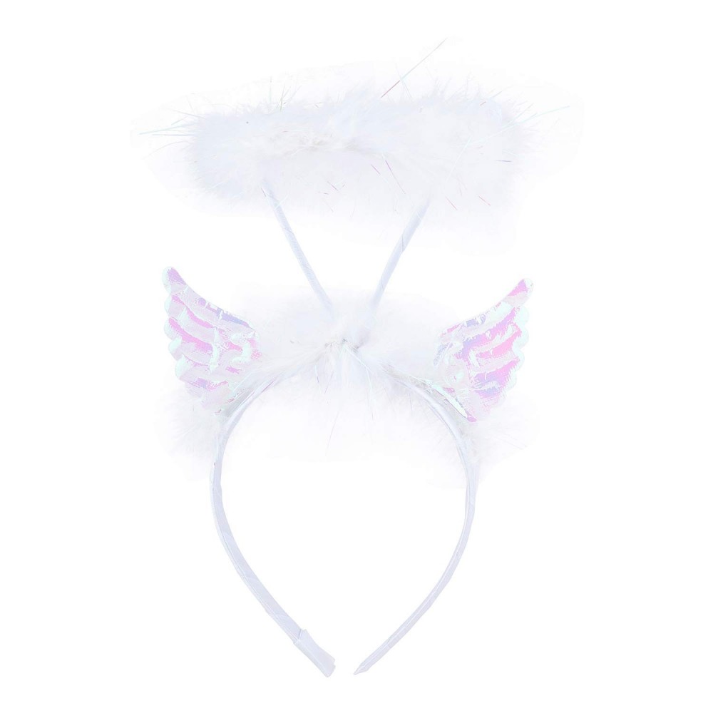 Headbands Halloween White Angel Wings Furry Feather Halo Cosplay Party Costume Headband - C318IHL3CGS $12.65