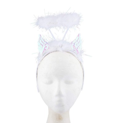 Headbands Halloween White Angel Wings Furry Feather Halo Cosplay Party Costume Headband - C318IHL3CGS $12.65