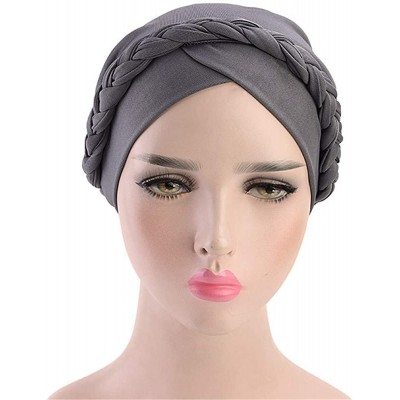 Skullies & Beanies Chemo Cancer Turbans Cap Twisted Braid Hair Cover Wrap Turban Headwear for Women - Single Braid Orange - C...