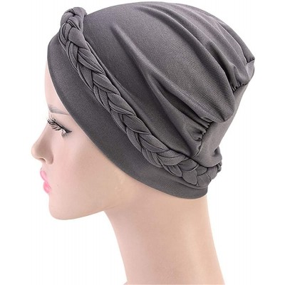 Skullies & Beanies Chemo Cancer Turbans Cap Twisted Braid Hair Cover Wrap Turban Headwear for Women - Single Braid Orange - C...