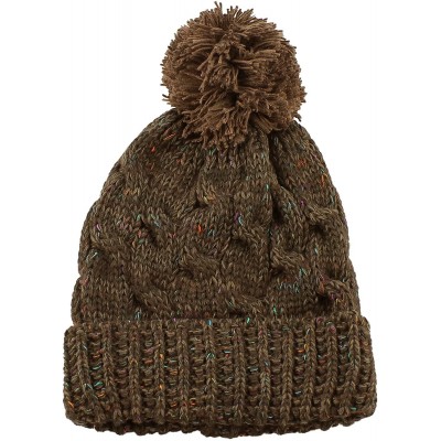 Berets Multi Color Pom Pom Crochet Thick Knit Slouchy Beanie Beret Winter Ski Hat - Brown - C311SC7Z221 $15.39