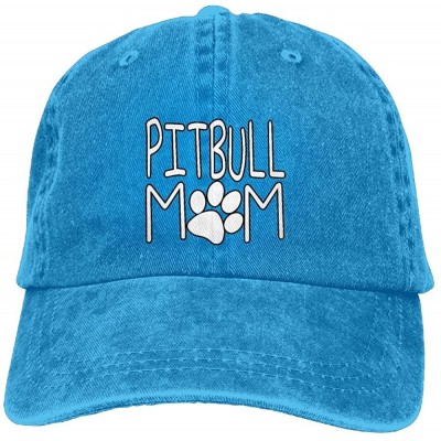 Baseball Caps Unisex Washed Pitbull Mom Fashion Denim Baseball Cap Adjustable Travel Hat - Royalblue - CB18DUHQHI3 $17.58