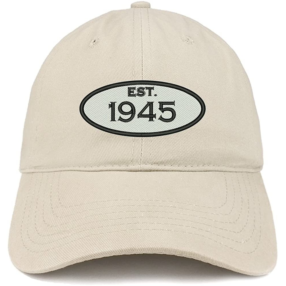 Baseball Caps Established 1945 Embroidered 75th Birthday Gift Soft Crown Cotton Cap - Stone - CA182H3QD64 $14.77