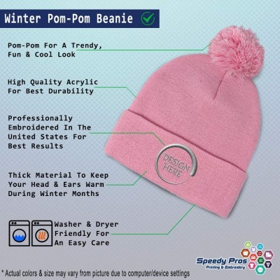 Skullies & Beanies Custom Pom Pom Beanie Mailman Truck Postal A Embroidery Acrylic - Soft Pink - CM18A0DNG89 $16.61