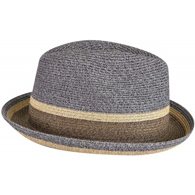 Fedoras Grimet Braided Fedora - Charcoal - CM12EKIN5IX $30.20