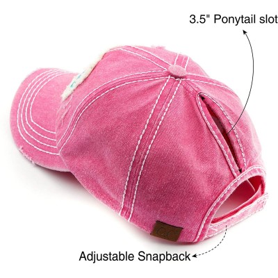 Baseball Caps Exclusives Hatsandscarf Washed Distressed Cotton Denim Ponytail Hat Adjustable Baseball Cap (BT-761) - CK18RIZW...