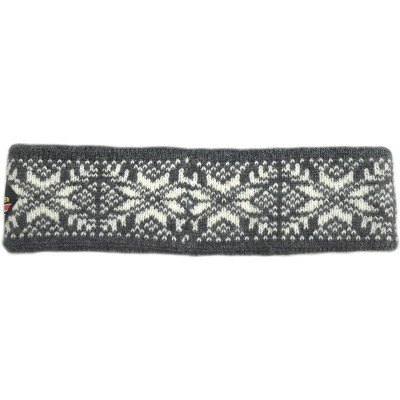 Cold Weather Headbands 100% Norwegian Wool Dot Print Headband - Gray - C217YGYH05T $78.34