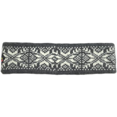 Cold Weather Headbands 100% Norwegian Wool Dot Print Headband - Gray - C217YGYH05T $38.63