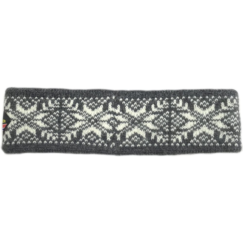 Cold Weather Headbands 100% Norwegian Wool Dot Print Headband - Gray - C217YGYH05T $38.63